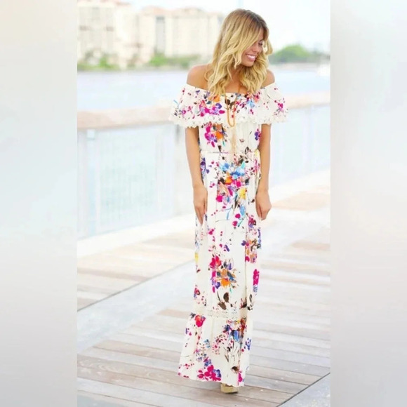 Altar'd State Dresses & Skirts - Altar’d State Floral Off Shoulder Maxi Dress‎